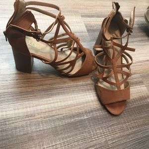 Brown strappy heeled sandals
